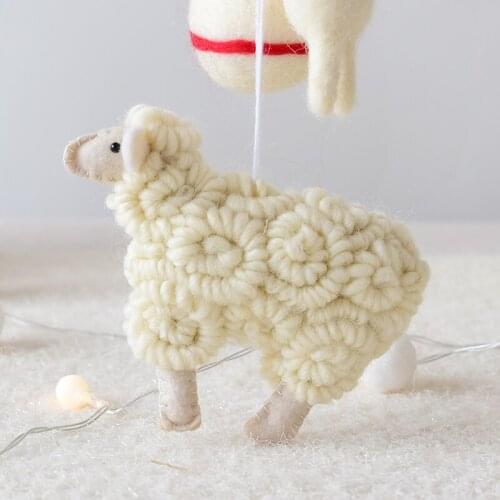 Wool felt small cotton sheep Christmas tree decoration pendant Curly wool sheep Christmas ornament