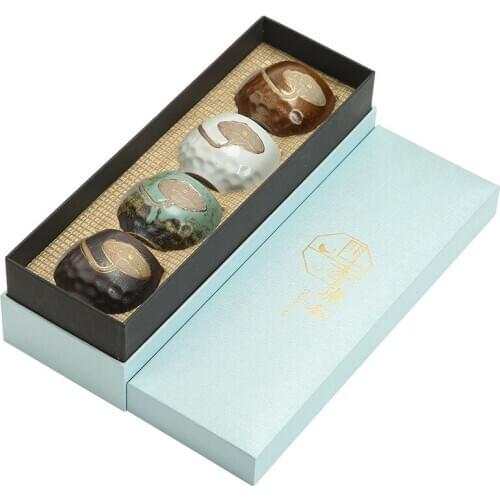 Si Ji Bei Lotus Seedpod Lotus Relief Tea Cup Retro Coarse Pottery Kiln Baked Cup 4-Packed In Cup Large Size Teacup Master Cup