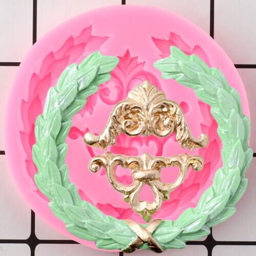 Flower Wreath Leaf Border Silicone Mold Relief Frame Cupcake Topper Fondant Cake Decorating Tools Candy Chocolate Gumpaste Molds