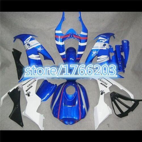 Blue white fairing kit for YZF R1 04 05 06 YZF-R1 04-06 YZF1000 YZF R1 2004 2005 2006 pre_drilled Fairi Ning