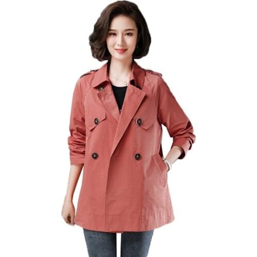 Womens Trench Coat Fashion Spring Autumn Long Sleeve Double Breasted Casual Windbreaker Outerwear Large Size 5XL Female Tops