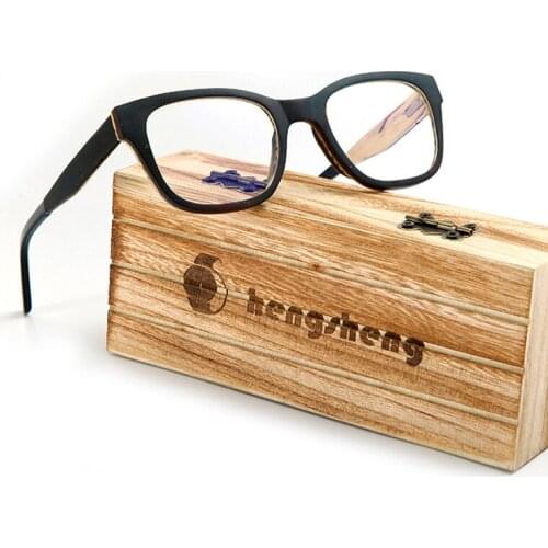 Vintage Decorative Glasses Optical Square Wood Men Glasses Frame Prescription Eyeglasses Frames Women Eyewear with Clear Lenses