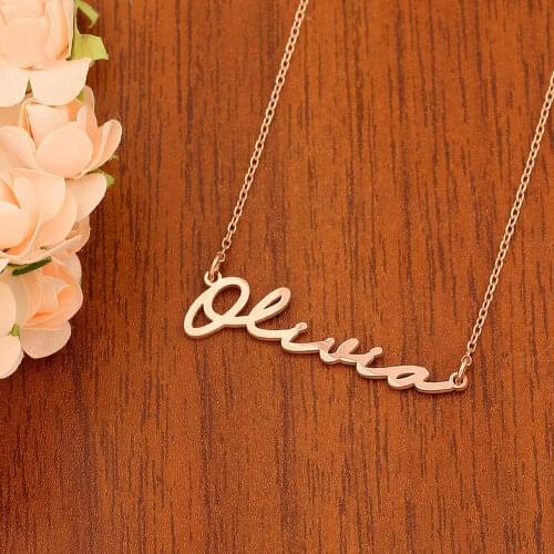 MumuXing Fashion Stainless Steel Name Pendant Necklace Customized Personalized Letter Gold Choker Necklace Nameplate Gift
