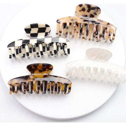 Vintage To The Number Acetate Leopard Print Acrylic Hairpin Crab Hairpin Simple Womens Girl Hairpin Hair Accessories Headdress