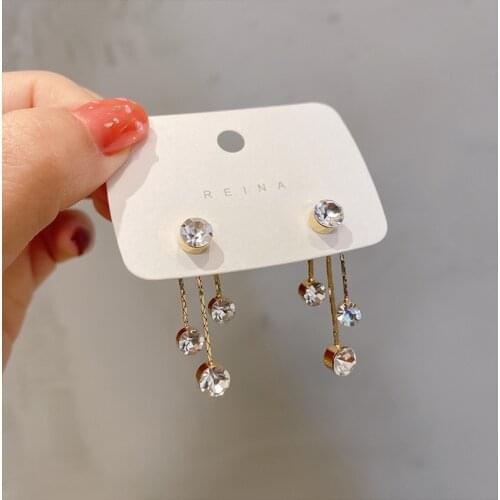 YAOLOGE 2021 New For Women Gold Color Tassel Rhinestone Drop Earrings Pearl Alloy Ear Accessories Fashion Jewelry Gift Brincos
