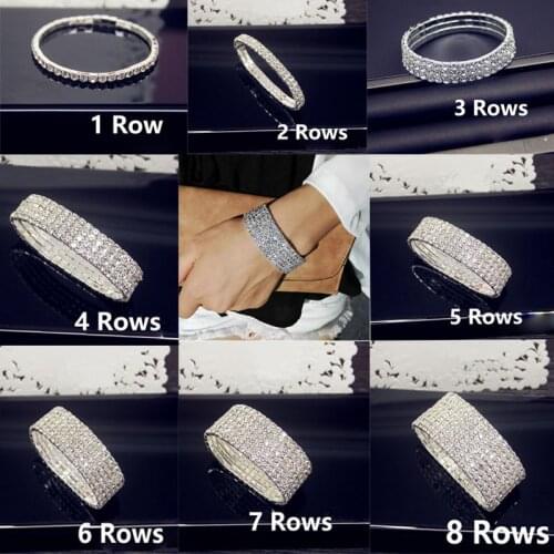 Fashion Full White AAA CZ Zircon Crystal Elastic Bracelet Bling Iced Out Rhinestone Womens Bracelet for Women Wedding Jewelry