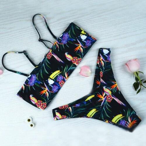 Women Sexy Print Bikini Two Piece Swimwear Swimsuit Beachwear Set Monokini High Waist Bandage Multichoice Vacation Bodysuit