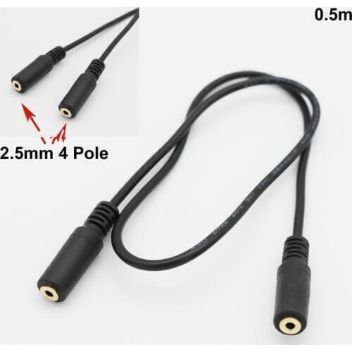 1pc 2.5mm 4 Pole Female Jack to 2.5mm 4 Pole Female AUX Auxiliary Audio TRRS Adapter Converter Cable Cord 50cm
