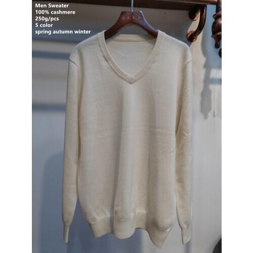 Naizaiga 100% cashmere Mens v- neck solid men thin fashion warm sweater , MPSM305