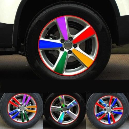 17 Inch Red Blue Green Laser Silver Purple Gold Carbin Fibre Decorative Wheels / Rims Stickers For Volkswagen Tiguan BA095
