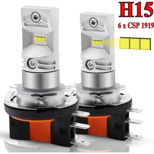 2Pcs Car LED Bulb Headlight Fog Lamp DRL Auto Daytime Running Light Reverse Lamp Super Bright White 6000K H15 CSP 6SMD Drop Ship