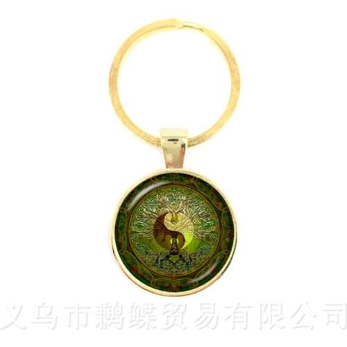 2018 Yin Yang Peace Tree of Life Time Key Chains Tai Chi Trendy Glass Dome Pendant Keychain Yinyang Key Ring Women Men Jewelry