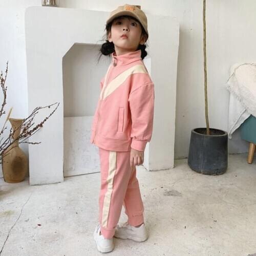 2021 Spring For 2-7Y Boys Girls Sport Suit Children Clothing Long Sleeve Cotton Zipper Jacket+Pant Two Piece Set Kids Tracksuit