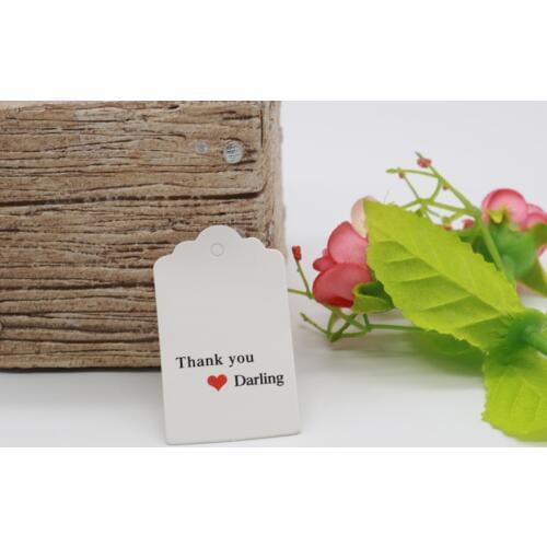 3x5cm White with Thank You Shell Head Paper Price Labels Handmade Tags for Thanksgiving Day Party Cake Gifts Packaing Decoration