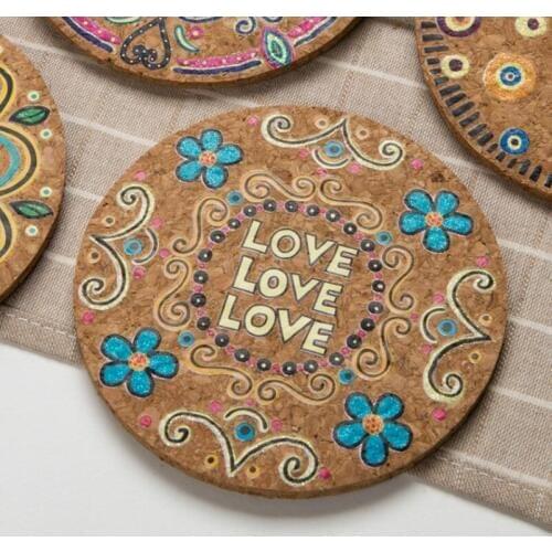 4Pcs Cork Coasters for Plates Wooden Coasters Hot Dish Pad Dishes Wood Placemat Coaster Holder Heat Resistant Mat Kitchen Stuff