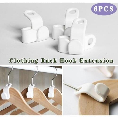 6pcs Closet Hanger Plastic Wonder Space Saver Extension Hook Clothing Storage Rack Holder Hook DIY Clothes Hanger