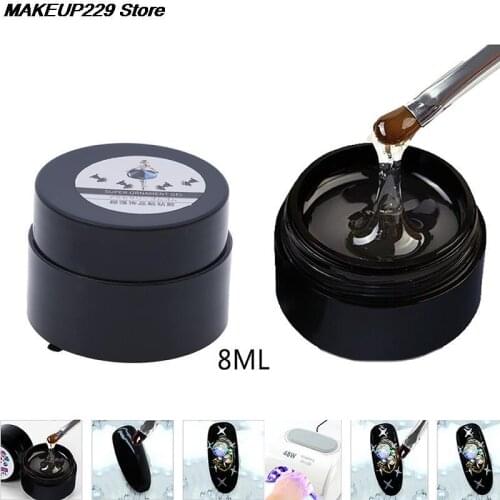 8ml Professional Super Sticky Transparent UV Gel Nail Polish Glue Crystal Adhesives Clear Gel Nails Crafts Decor Tools 3.3*3.3