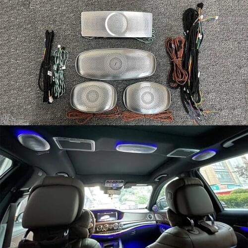 7/64colors Car Ceiling LED Ambient Light Speaker For Mercedes Benz C/E/S-Klass W213 W222 W205 X253 Rotating Tweeter Sound horn