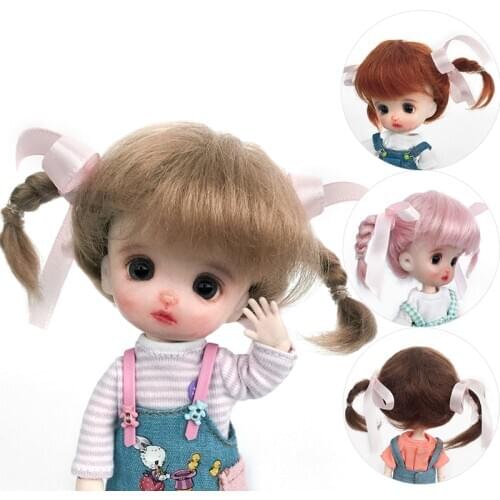 BJD SD doll wig Mohair curls hair 1/8 bjd wig Bangs double ponytail hair doll wig DD MDD doll accessories for dolls Toy wig