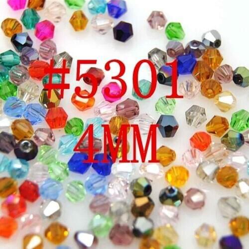 5301 100PCS 400 500PCS 4mm mixed colors Crystal bicone Beads for swaro Free Shipping Wholesale Jewelry Shop H164