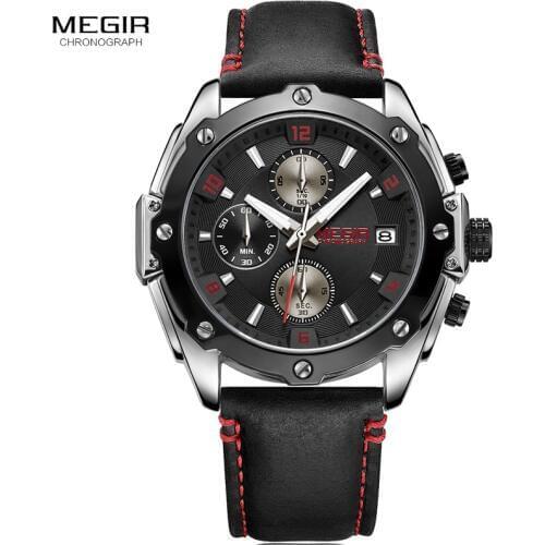 2018 MEGIR Quartz Men Watches Top Brand Luxury Fashion Casual Business Watch Clock Men Leather Strap Relogio Masculino 2074