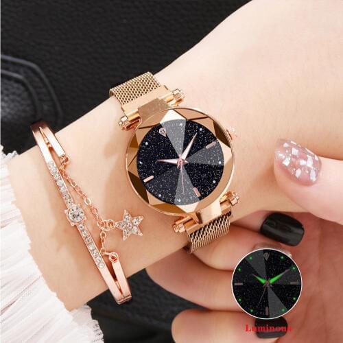 New Brand Womens Watches Luxury Quartz Wristwatches Magnetic Buckle Luminous Watch Stainless Steel Ladies Clock Female Watches