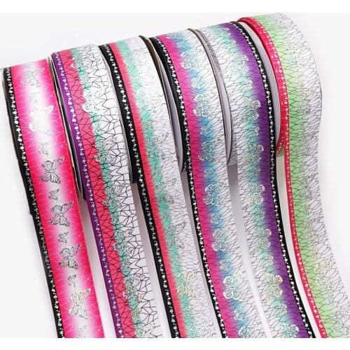 Double side printing Butterfly Laser Silver Printed Kimetsu ribbon silver foil ribbon 48461