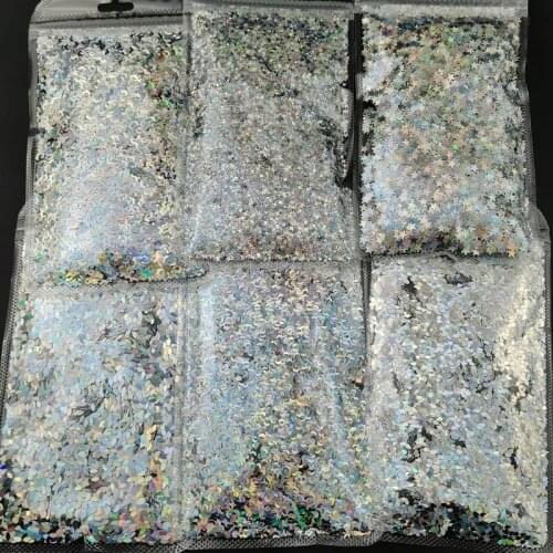 50G Holographic Chunky Nail Glitter Laser Sliver Sequins Eo-Friendly Sparkly Flakes Slices Manicure Nails Art Decoration