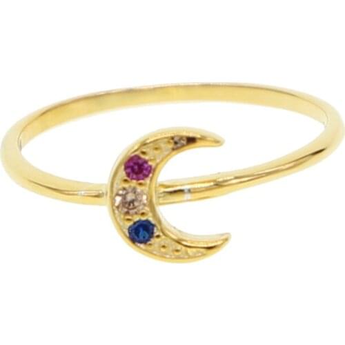 Hot Tiny Cute Silver Half Moon Rings 100% 925 silver for Women Simple Crescent Moon Knuckle Ring Female Jewelry Birthday Gifts