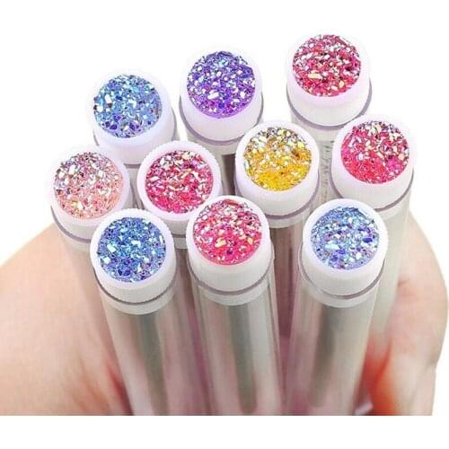 Reusable Diamond Eyebrow Brush Tube Dust-proof Sparkling Bling Crystal Eyelash Brush Replaceable Eyelash Brush