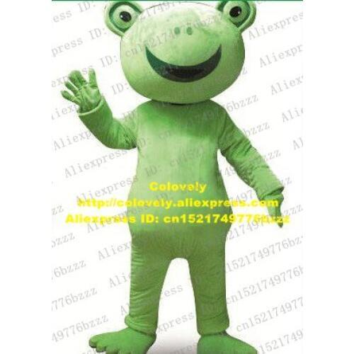 Handsome Green Frog Frosch Rana Mascot Costume Adult Size With Big Green Lightful Eyes Long Curve Mouth No.4606 Free Ship