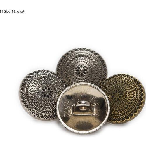 5pcs Round Retro Metal Shank Buttons fit Clothing Repair Sewing Decor Replace and Crafts Make 15-25mm