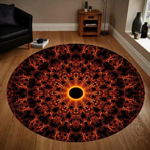 Mandala Patterned Round Carpet, Non Slip Floor Carpet,Teens Rug