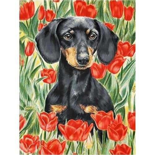 Animals Embroidery Mosaic Labrador Dog Diamond Painting Kits Tulips Picture Wall Paper Rhinestones Drawing Christmas Gift New
