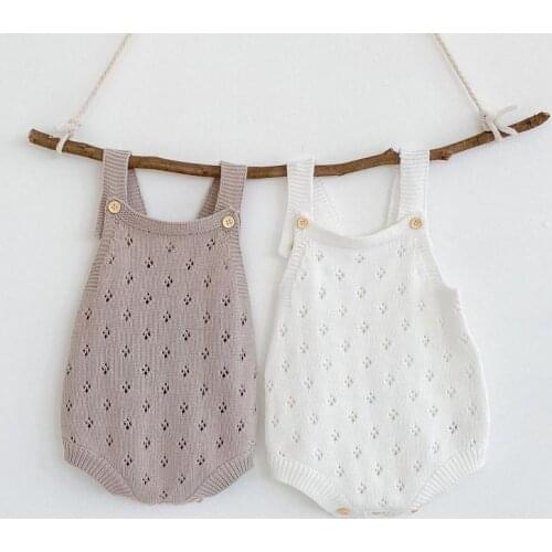 2021 New Baby Sleeveless Knitted Bodysuit Solid Color Infant Girl Jumpsuit Baby Boy Knit Jumpsuit Newborn Toddler Overalls