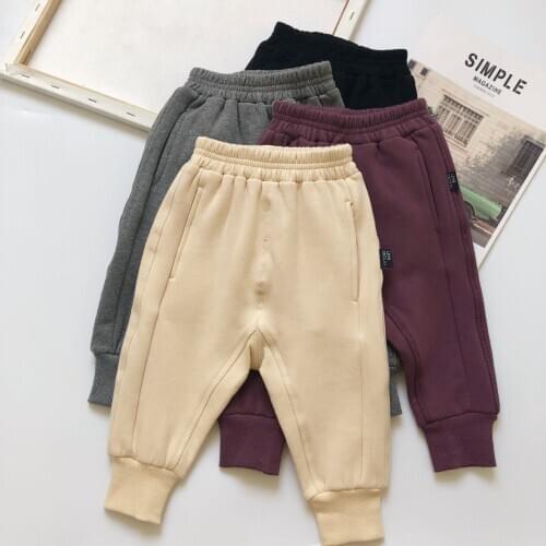 Baby Clothes 2020 Autumn New Boys New Casual Pants Kids Fleece Thickened Trousers Childrens Foot Pants Trousers Joggings Pants
