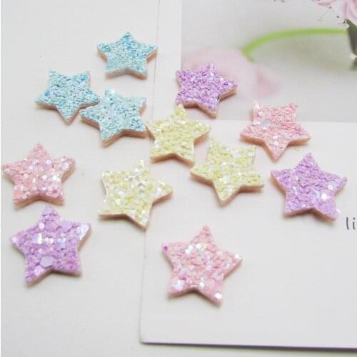 Wholesale 50pcs 2cm Fashion Glitter Star/Love Heart DIY Parts for Hairpins Brooch Cloth Decoration Boutique Hair Accessories