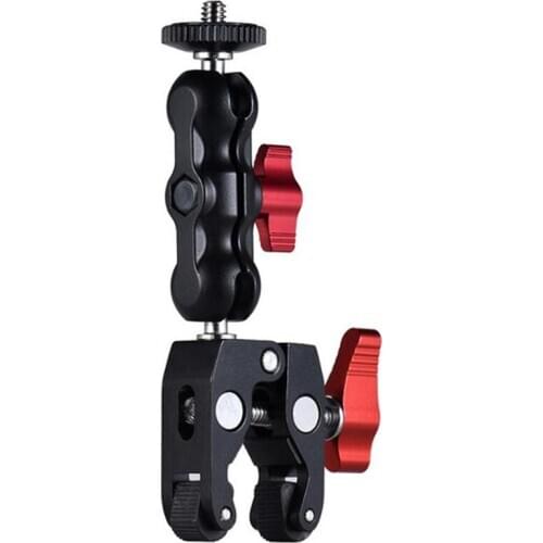 Retail Slr Camera Magic Arm Double Hot Shoe Ball Head Crab Claw Clip Universal Monitor Bracket Ball Head Clamp Super Holder Stan