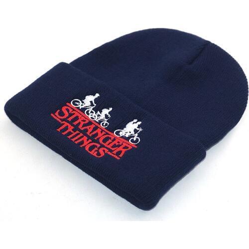Embroidery STRANGER THINGS beanie hat for Autumn Winter men women hip hop knitted hats cotton flexible soft ski cap