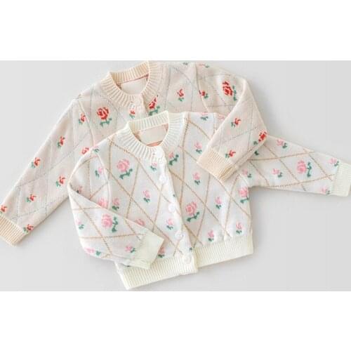 Toddler Baby Girl Sweater Floral Printing Long sleeve Infant Baby Girl Knitting Cardigan Coat Spring Autumn Baby Girl Clothes