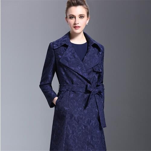 Womens Trench Coat High-end Elegant Coat 2020 Spring New Windbreaker Large Size 4XL Mid-Long Autumn Fashion Coat Mother Dress