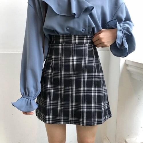 Skirts Women Retro Plaid Summer Mini Skirt A-line Ulzzang High Waist Students New Arrival Fashion Girls Female Stylish Fit 2XL