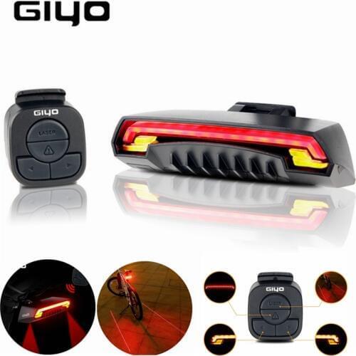 GIYO USB Rechargeable Bicycle Lamp Rear Cycling Safety Bike Laser Tail Light Caution Rear Light Turn Signals Luz de ciclismo