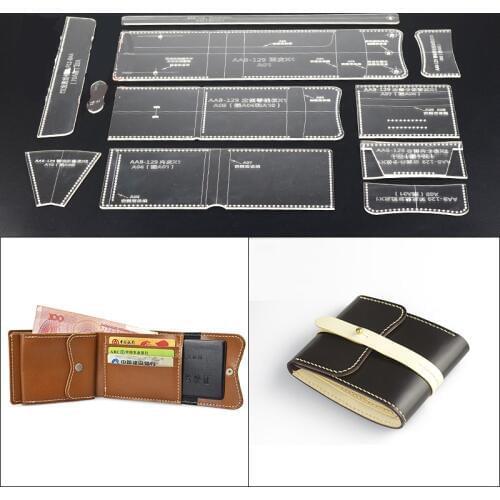 1set Acrylic Leather Short wallet Pockets Template Home Handwork Leathercraft Pattern Tools Accessory 10*9.5*2cm