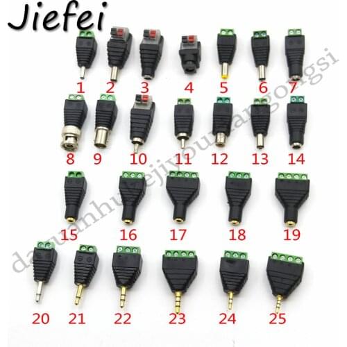1Pcs 31 types Terminal 2 3 4 5 8 Pin CCTV Adapter to RJ11 RJ45 3.5mm 6.35mm RCA BNC 5521 5525 3513 USB male female Connector