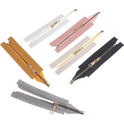1PCS PU Leather Zipper 24cm Metal Zipper DIY Zipper For Woven Bag Hardware Sewing Accessories For Clothes Shoes Supplies