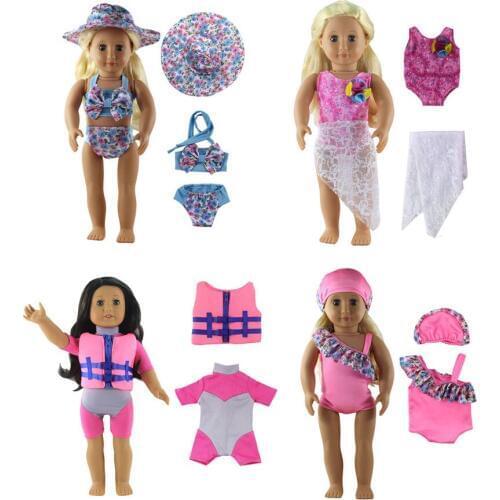 1 Pcs Different styles Swimwear Swimsuit /life jacket Clothes For 18 inch American Doll Generation Doll Clothes