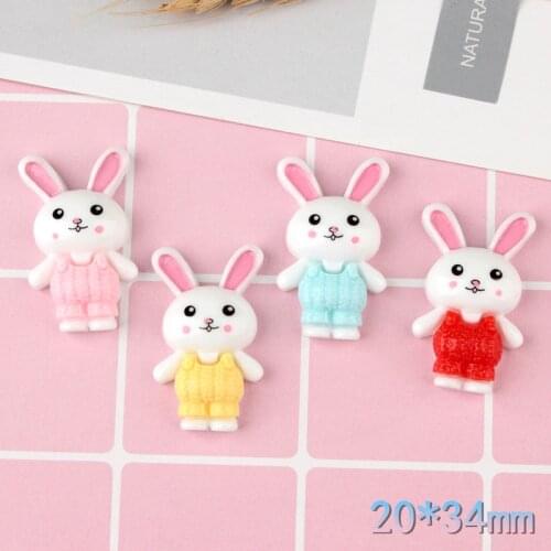 10Pcs/lot Cartoon Animal Flat back Resin CabochonFlatback Kawaii Rabbit for Hair Bows Accessories DIY Scrapbooking Decor Craft