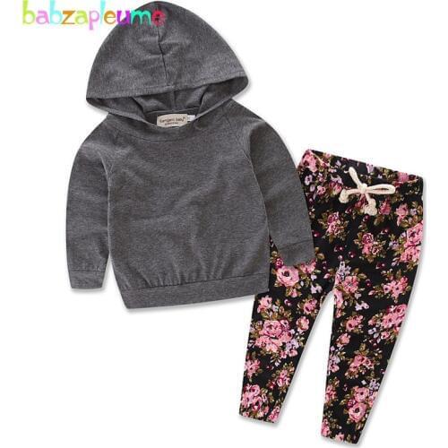 2Piece/0-24Months/Spring Autumn Baby Girls Boys Clothing Set Casual Hooded T-shirt+Flowers Pants Costume For Kids Clothes BC1213