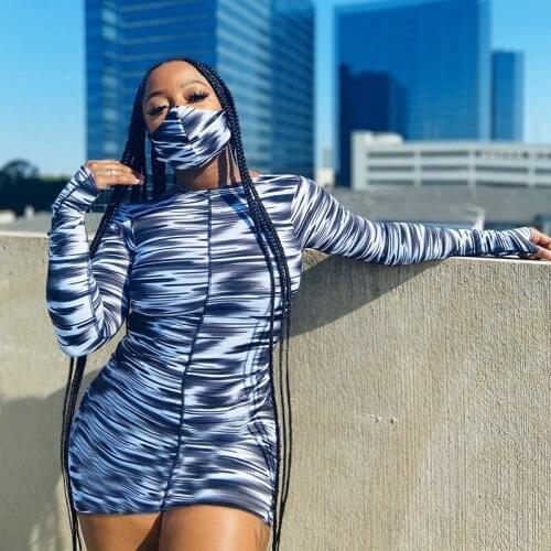 2021 Graphic Print Long Sleeve Sexy Mini Dress Autumn Winter Women Fashion Streetwear Outfits Y2K Party Wear Vestido De Mujer